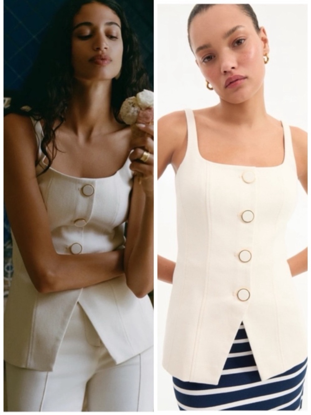 Veronica Beard Liana Button-Up Vest in Ecru SZ US 8